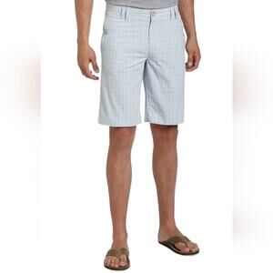 NWT Original Penguin Mens Cotton flat front plaid shorts 36